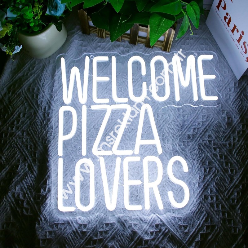 Welcome Pizza Lovers Neon Led Tabela