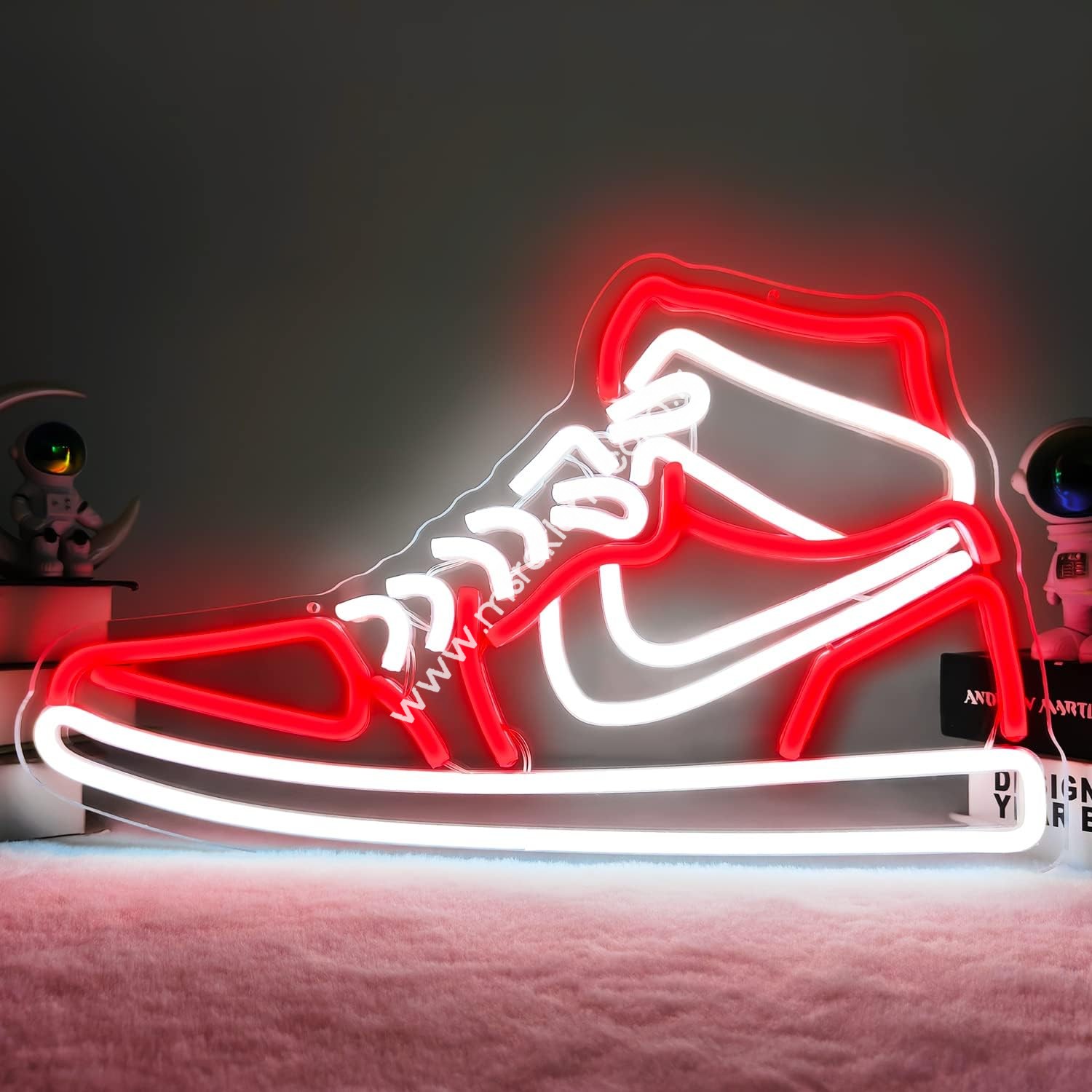 Spor Ayakkabı (Sneaker) Kırmızı Beyaz Neon Led Tabela