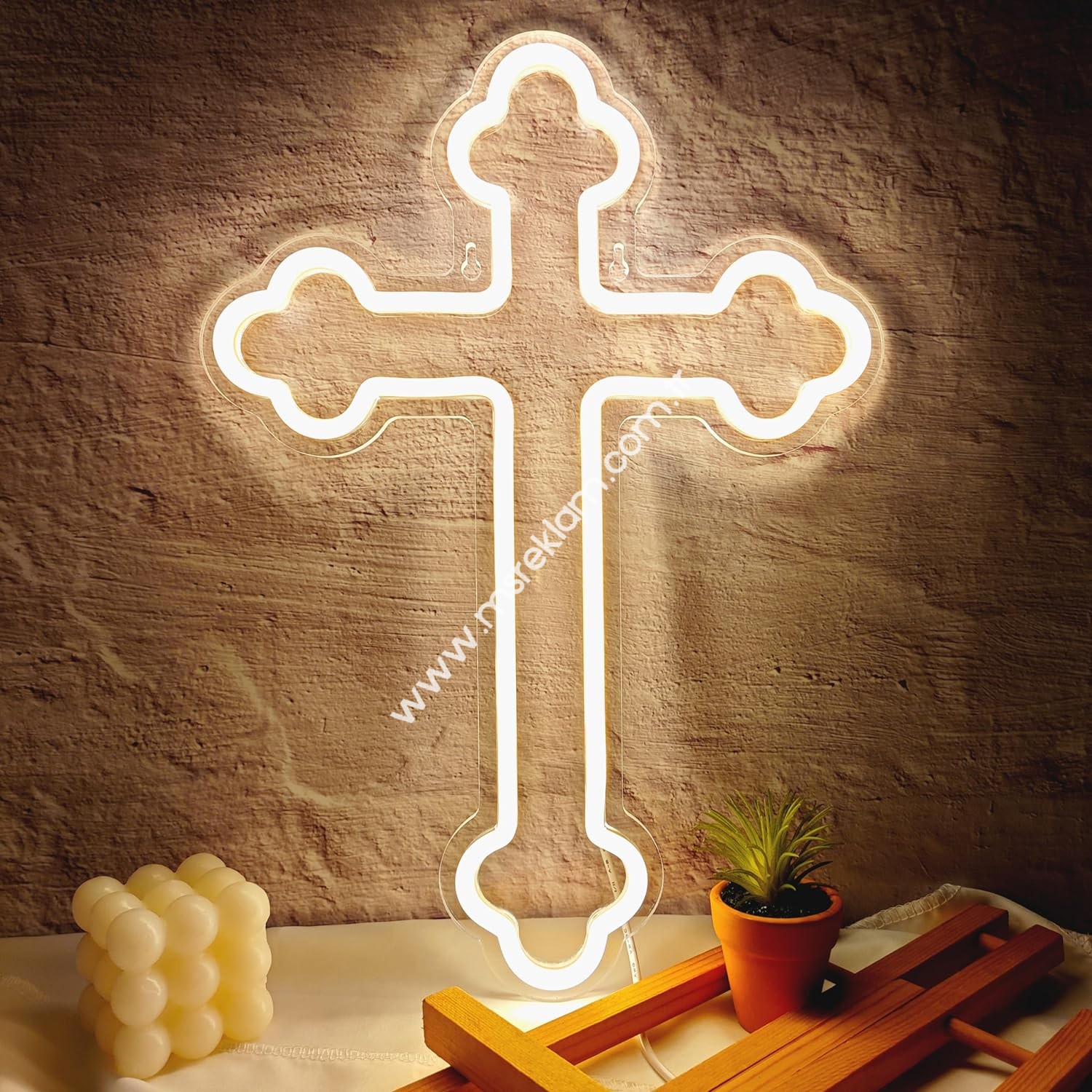 İsa Haç (Jesus Cross) Neon Led Tabela